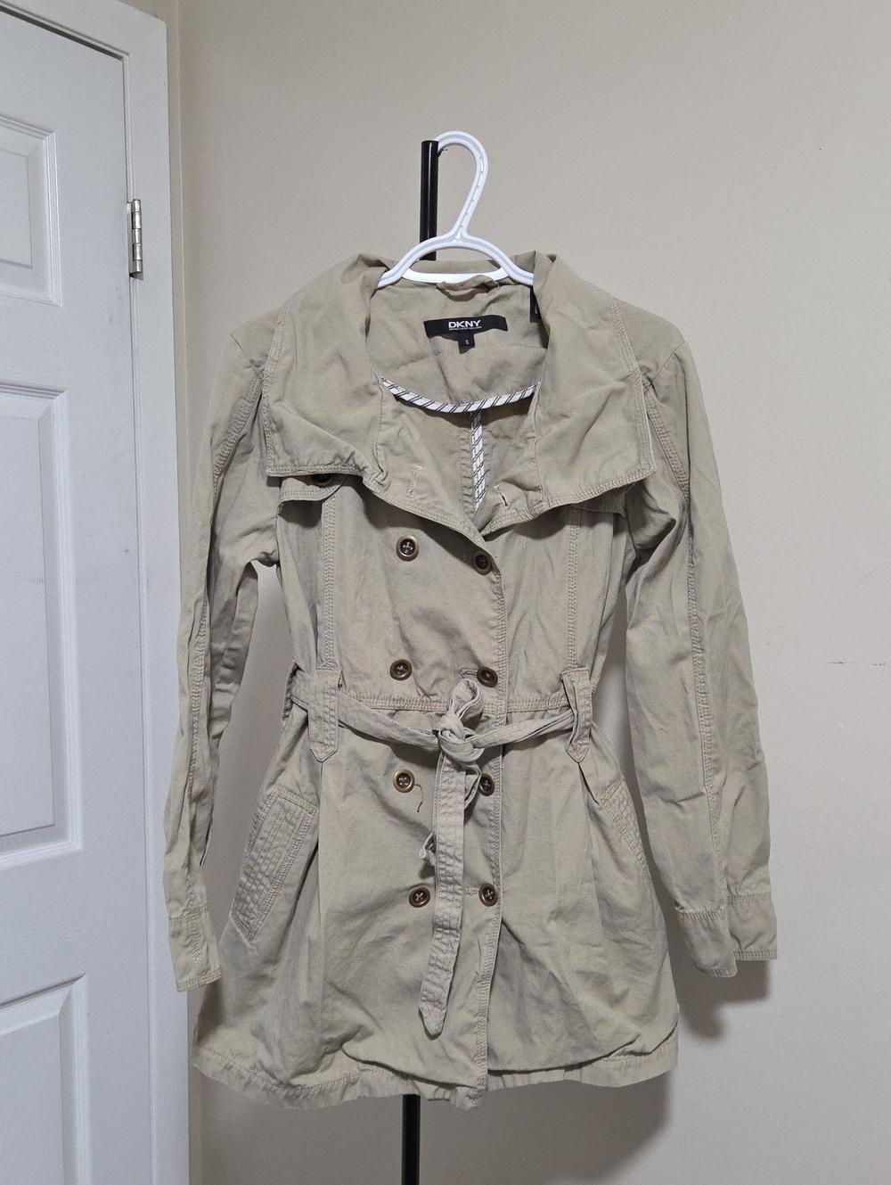 DKNY 100% Cotton Women's Tan Trench Coat Jacket